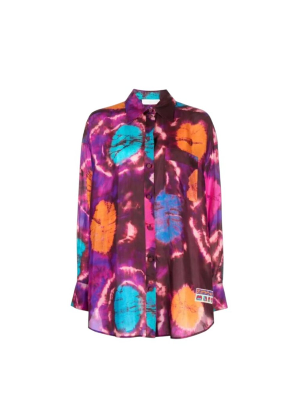 Zimmermann Acadian Tie Dye Shirt Blouse Womens 0 XS Pink Blue Silk Long Sleeve - Picture 3 of 14